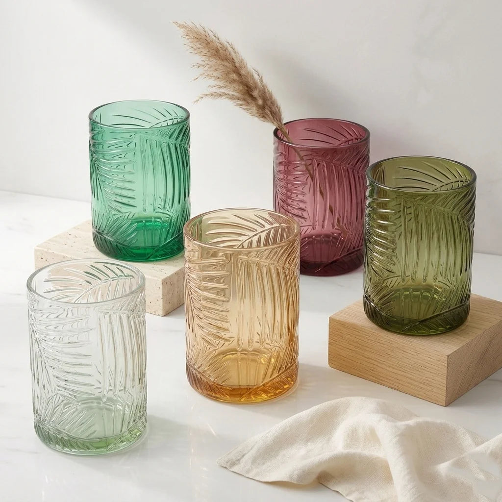 Canopy Fern Embossed Glass Vase — Hand-Blown Glass from Firozabad, India | Floral Arrangements & Home Styling