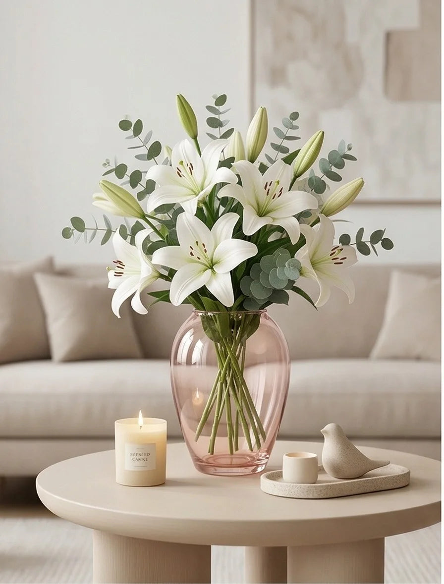 Serene Urn Glossy Glass Vase — Hand-Blown Glass from Firozabad, India — Top View