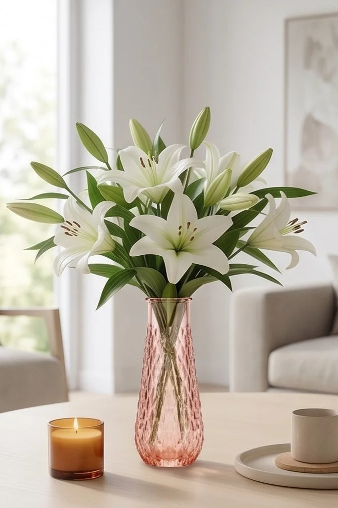 Diamond Lattice Slim Glass Vase — Hand-Blown Glass from Firozabad, India — Gifting Presentation