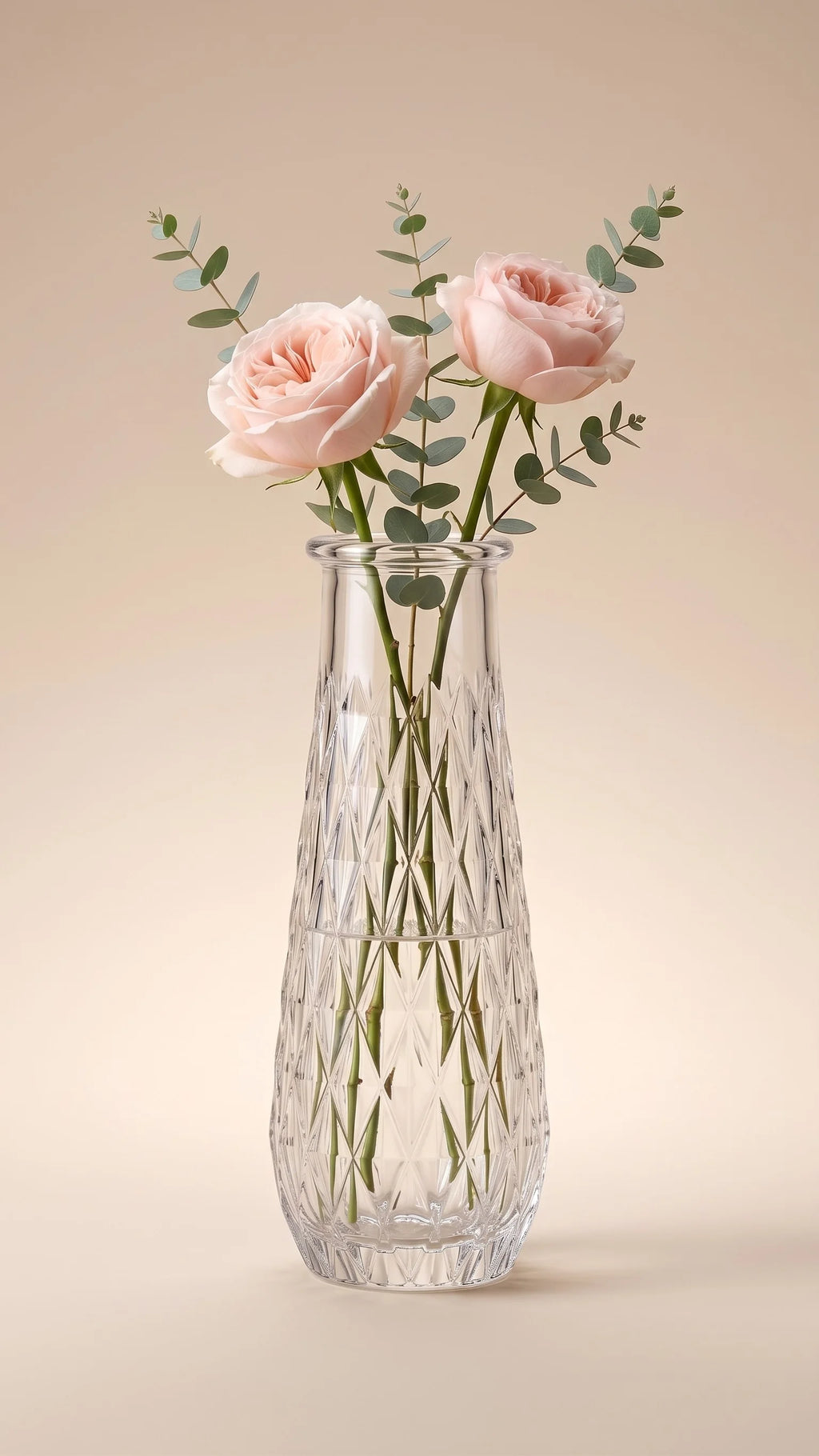 Glacier Lattice Slim Glass Vase — Hand-Blown Glass from Firozabad, India — Light & Shadow
