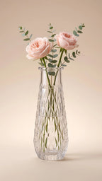 Glacier Lattice Slim Glass Vase — Hand-Blown Glass from Firozabad, India — Light & Shadow