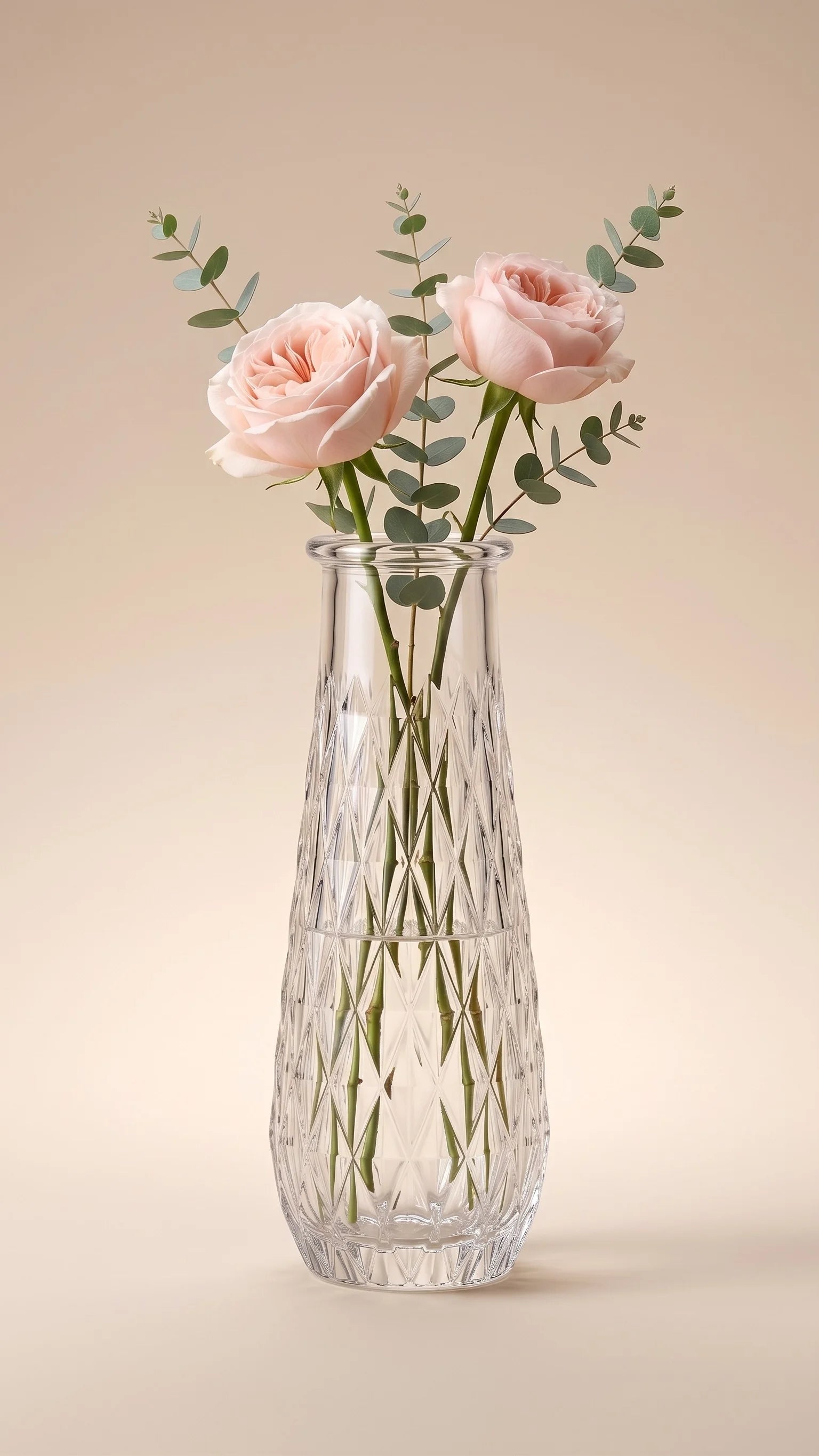 Glacier Lattice Slim Glass Vase — Hand-Blown Glass from Firozabad, India — Light & Shadow