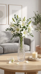 Glacier Lattice Slim Glass Vase — Hand-Blown Glass from Firozabad, India — Multi-Angle Showcase