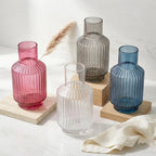 Mist Carafe Ribbed Glass Vase — Hand-Blown Glass from Firozabad, India — Styled for Home Décor