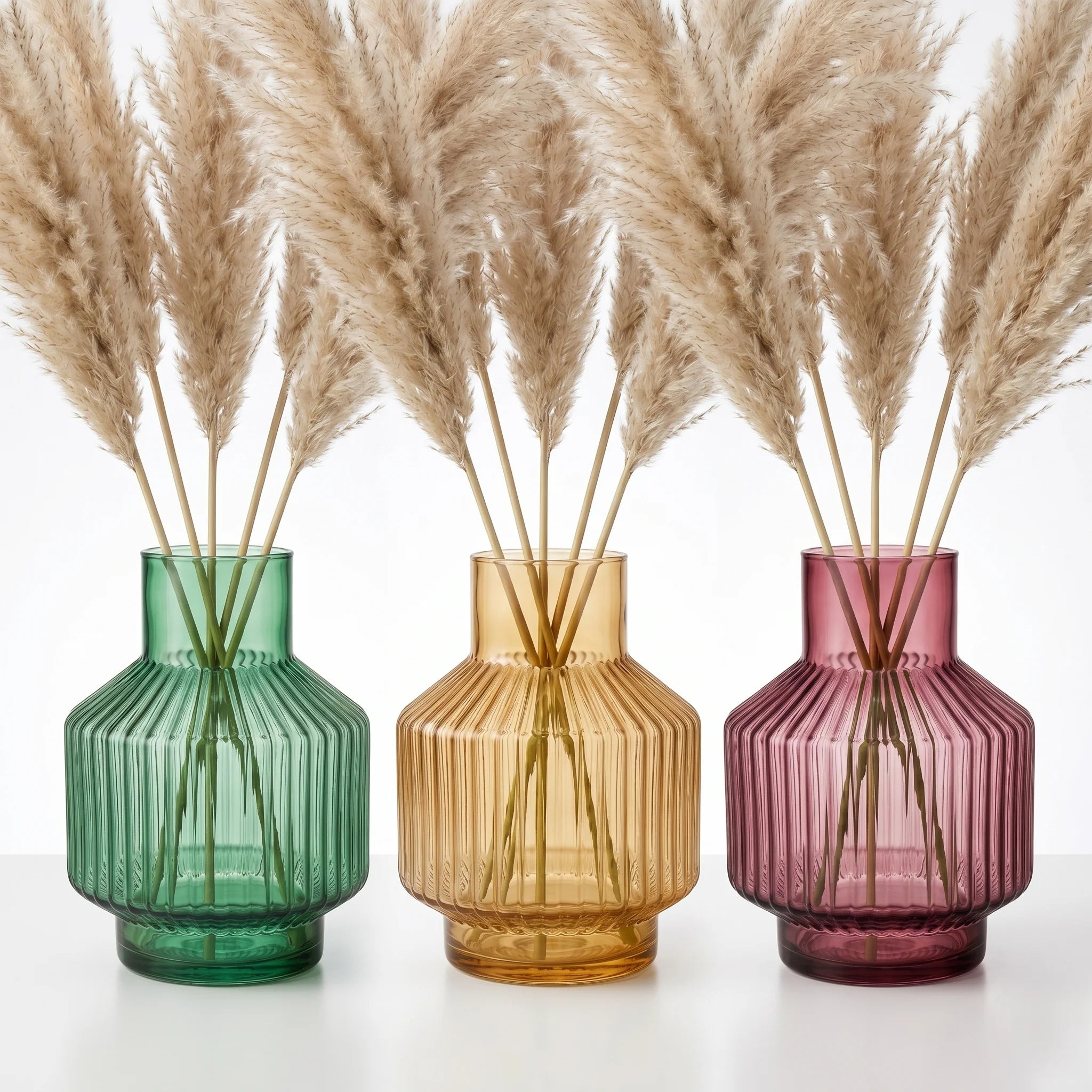 Beacon Rib Lantern Glass Vase — Hand-Blown Glass from Firozabad, India — Side Angle View