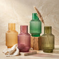 Eden Carafe Ribbed Glass Vase — Hand-Blown Glass from Firozabad, India | Floral Arrangements & Home Styling