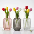 Mist Carafe Ribbed Glass Vase — Hand-Blown Glass from Firozabad, India — Side Angle View