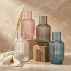 Mist Carafe Ribbed Glass Vase — Hand-Blown Glass from Firozabad, India | Floral Arrangements & Home Styling