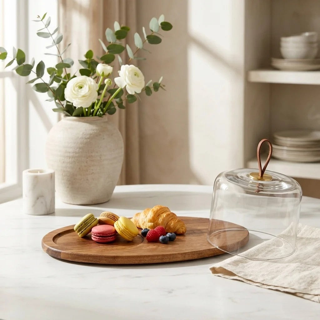 Glass Dome | Leather & Acacia Board — Castle Crafts