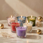 Rose Clear Glass Soy Wax Votive Candle | 6 Colours — Pack of 6 — Hand-Blown Glass from Firozabad, India | Home Décor, Gift...