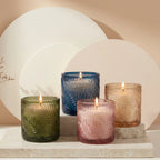Lilly Bloom Leaf Embossed Glass Soy Wax Candle | Botanical Gift — Hand-Blown Glass from Firozabad, India | Home Décor, Gif...