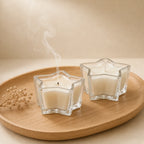 Oud Star-Shaped Glass Soy Wax Candle | Unique Festive Gift — Hand-Blown Glass from Firozabad, India | Festive & Pooja Décor