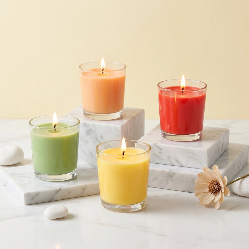 Rose Clear Glass Soy Wax Candle | Bright Colours — Pack of 2 — Hand-Blown Glass from Firozabad, India | Home Décor, Giftin...