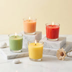 Rose Clear Glass Soy Wax Candle | Bright Colours — Pack of 2 — Hand-Blown Glass from Firozabad, India | Home Décor, Giftin...
