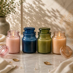 Lavender Apothecary Bottle Glass Soy Wax Candle | Wellness Gift — Hand-Blown Glass from Firozabad, India | Wellness & Self...