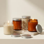Vanilla Amber Glass Jar Soy Wax Candle | Silver Lid — Hand-Blown Glass from Firozabad, India | Home Décor, Gifting & Aroma...
