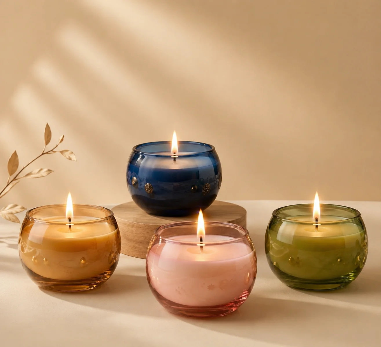 Jasmine Sphere Glass Soy Wax Candle | Unique Gift & Décor — Hand-Blown Glass from Firozabad, India | Home Décor, Gifting &...