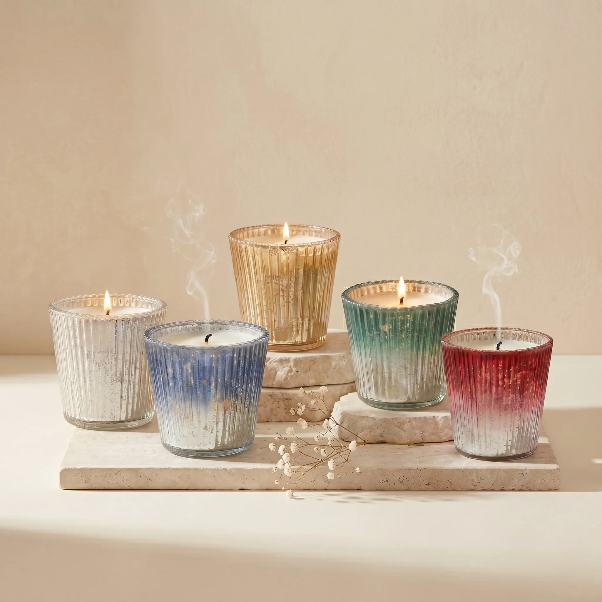 Rose Conical Mercury Glass Soy Wax Candle | 5 Colours — Hand-Blown Glass from Firozabad, India | Home Décor, Gifting & Aro...