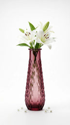 Diamond Lattice Slim Glass Vase — Hand-Blown Glass from Firozabad, India — Light & Shadow