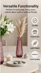 Diamond Lattice Slim Glass Vase — Hand-Blown Glass from Firozabad, India — Multi-Angle Showcase