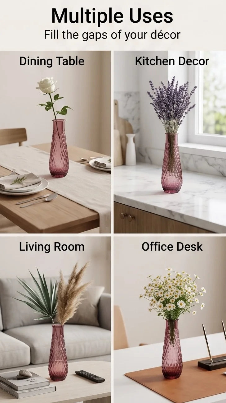 Diamond Lattice Slim Glass Vase — Hand-Blown Glass from Firozabad, India — Premium Detail