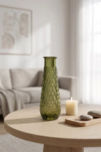 Diamond Lattice Slim Glass Vase — Hand-Blown Glass from Firozabad, India — Décor Inspiration