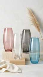Dewdrop Pebble Oval Glass Vase — Hand-Blown Glass from Firozabad, India — Styled for Home Décor