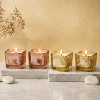 Vanilla Mercury Square Glass Soy Wax Candle | Luxury Gift — Hand-Blown Glass from Firozabad, India — Lifestyle Setting