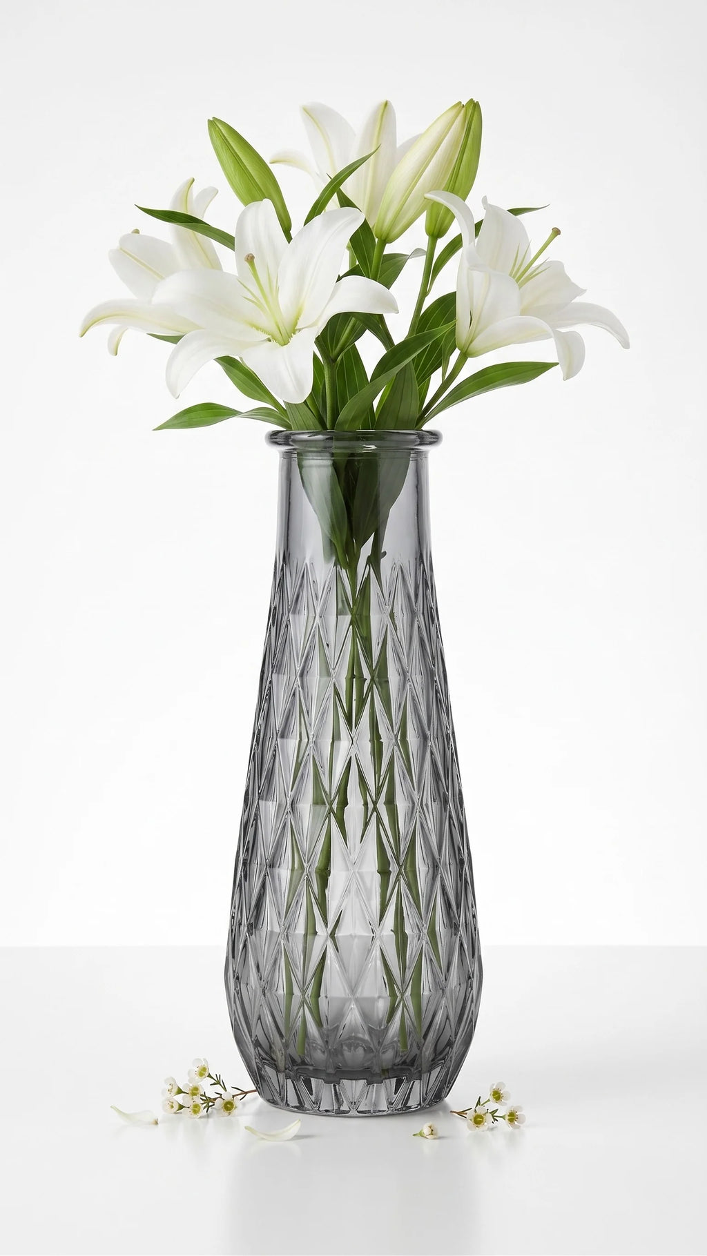 Glacier Lattice Slim Glass Vase — Hand-Blown Glass from Firozabad, India — Décor Inspiration