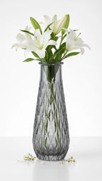 Glacier Lattice Slim Glass Vase — Hand-Blown Glass from Firozabad, India — Décor Inspiration