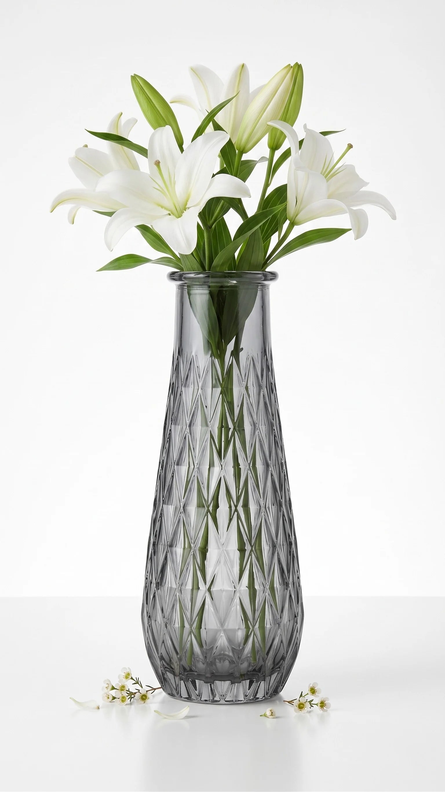 Glacier Lattice Slim Glass Vase — Hand-Blown Glass from Firozabad, India — Décor Inspiration