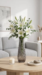 Glacier Lattice Slim Glass Vase — Hand-Blown Glass from Firozabad, India — Handcrafted Finish