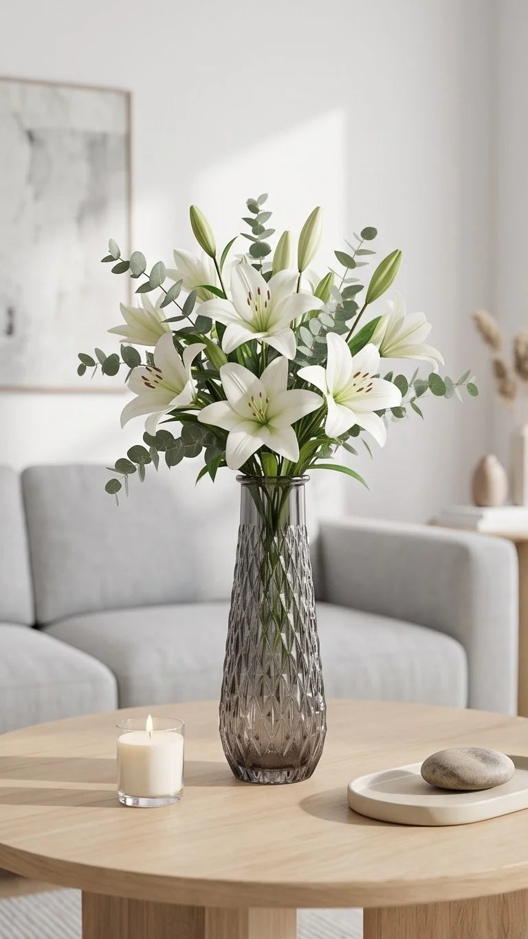 Glacier Lattice Slim Glass Vase — Hand-Blown Glass from Firozabad, India — Handcrafted Finish
