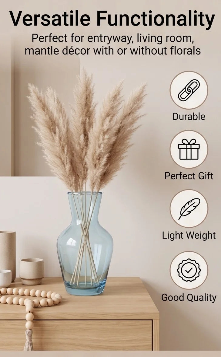 Soft Hue Amphora Glass Vase — Hand-Blown Glass from Firozabad, India — Tabletop View