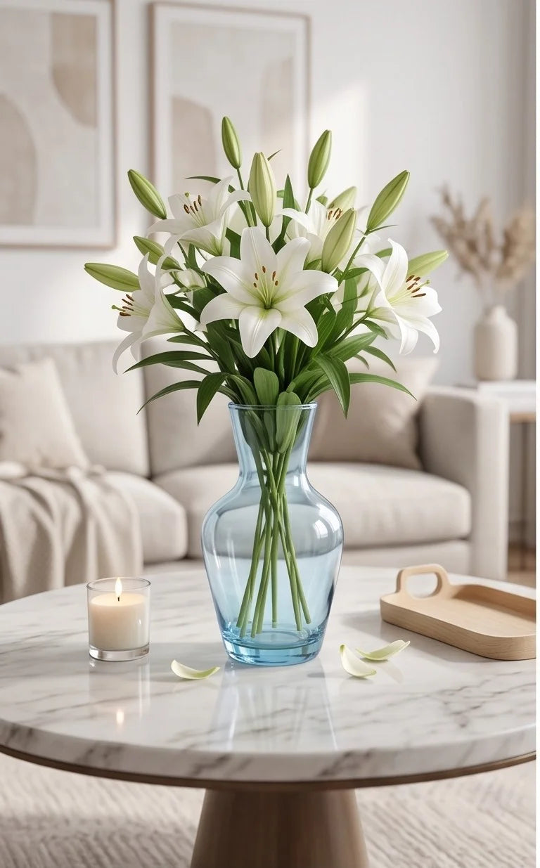 Soft Hue Amphora Glass Vase — Hand-Blown Glass from Firozabad, India — Wedding Décor Use