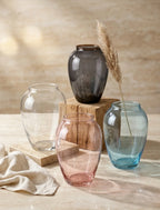 Serene Urn Glossy Glass Vase — Hand-Blown Glass from Firozabad, India — Side Angle View