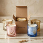 Sandalwood Mercury Glass Votive Soy Wax Candle | 4 Colours — Hand-Blown Glass from Firozabad, India — Styled for Home Décor