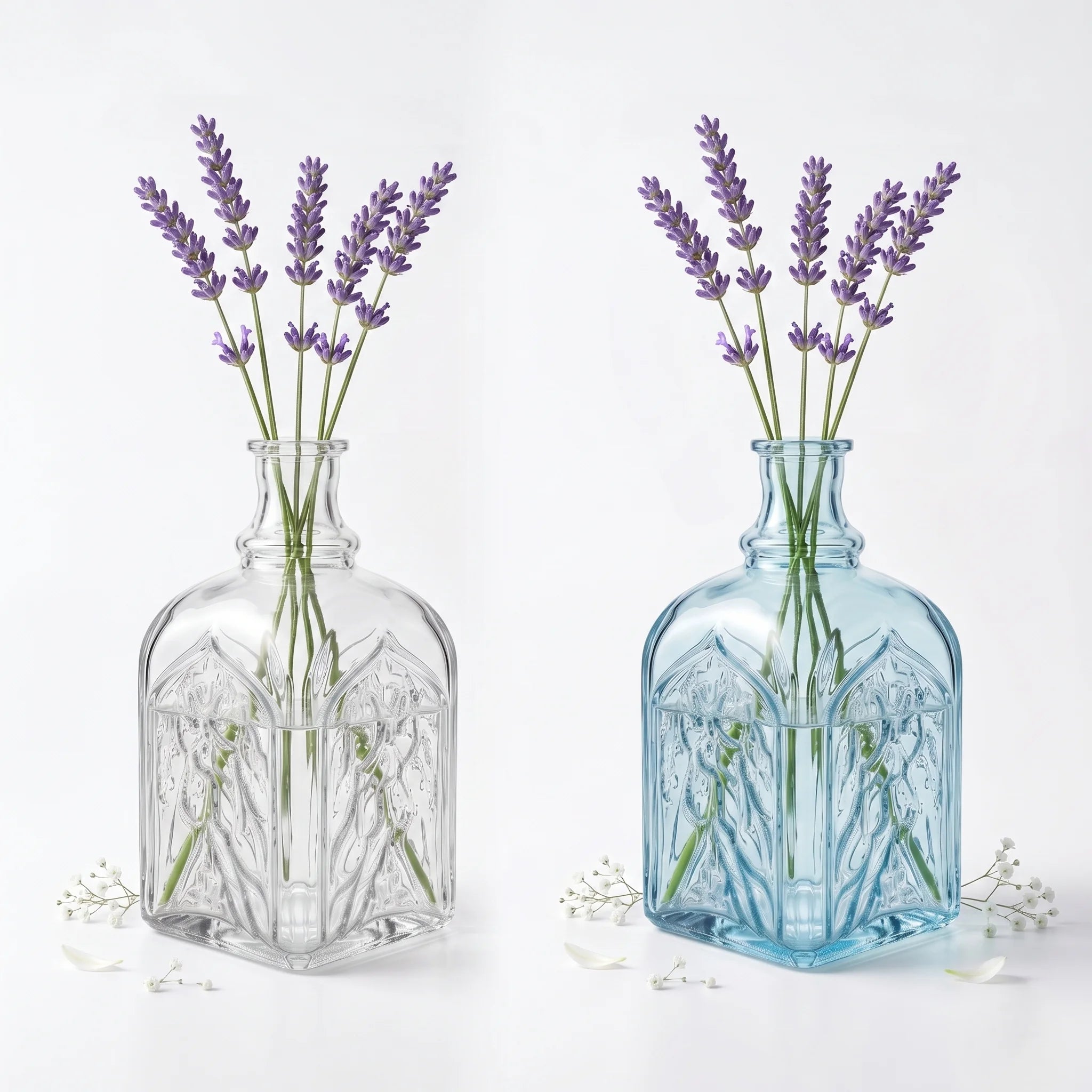 Gothic Cathedral Embossed Glass Vase — Hand-Blown Glass from Firozabad, India — Detail Close-Up