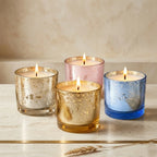 Sandalwood Mercury Glass Votive Soy Wax Candle | 4 Colours — Hand-Blown Glass from Firozabad, India | Home Décor, Gifting...