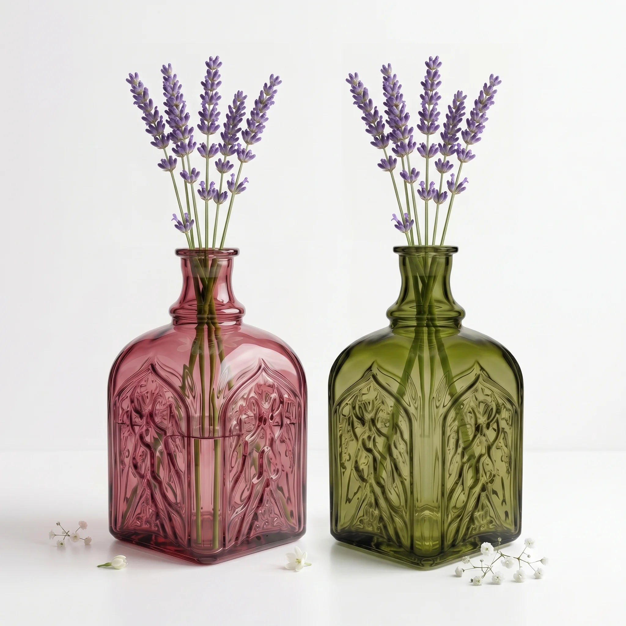 Jewel Gothic Embossed Glass Vase — Hand-Blown Glass from Firozabad, India — Styled for Home Décor