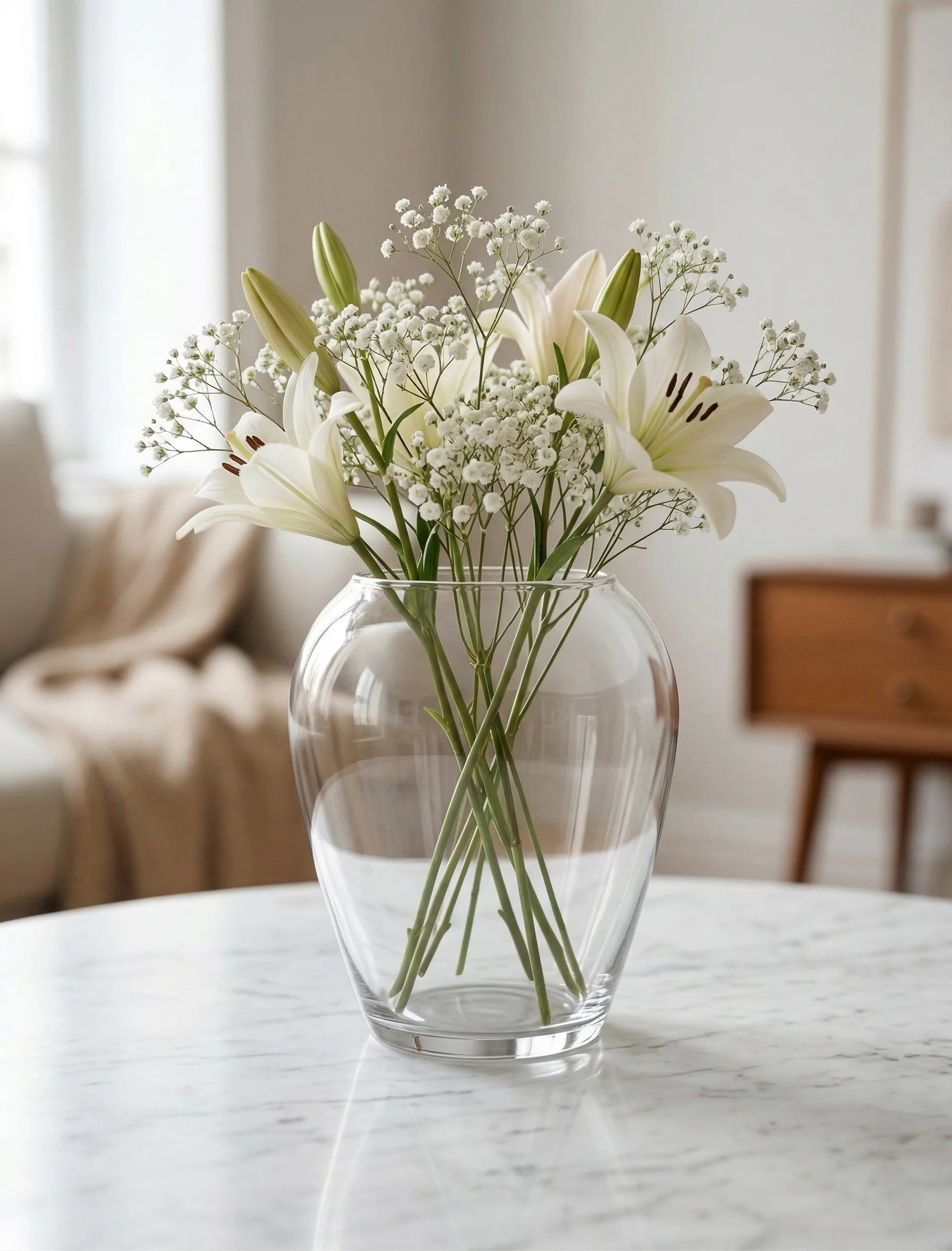 Serene Urn Glossy Glass Vase — Hand-Blown Glass from Firozabad, India — Light & Shadow