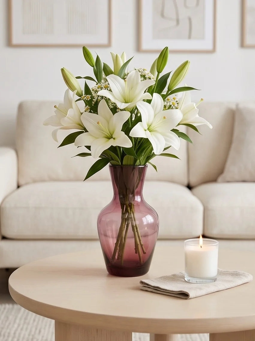 Soft Hue Amphora Glass Vase — Hand-Blown Glass from Firozabad, India — Gifting Presentation