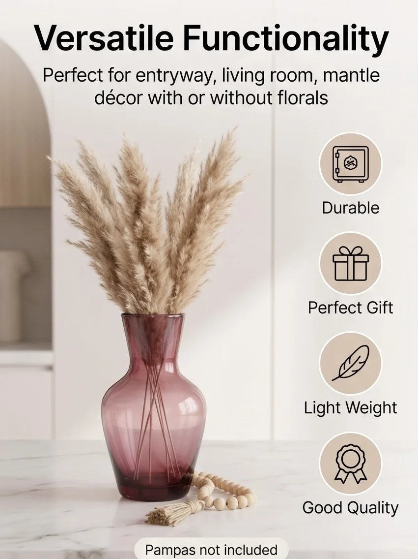 Soft Hue Amphora Glass Vase — Hand-Blown Glass from Firozabad, India — Festive Styling