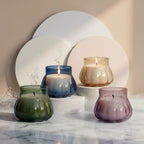 Rose Pumpkin Glass Soy Wax Candle | Unique Gift & Décor — Hand-Blown Glass from Firozabad, India — Styled for Home Décor