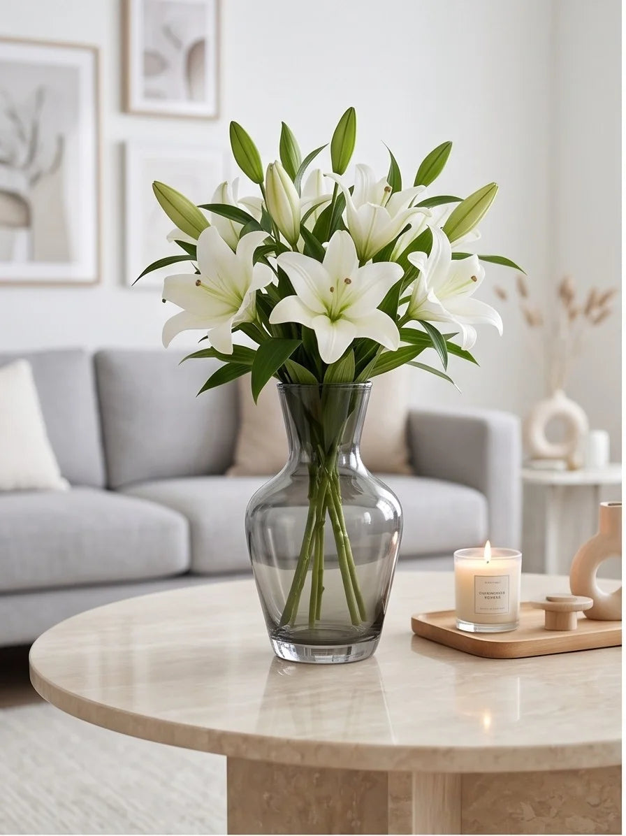 Soft Hue Amphora Glass Vase — Hand-Blown Glass from Firozabad, India — Multi-Angle Showcase