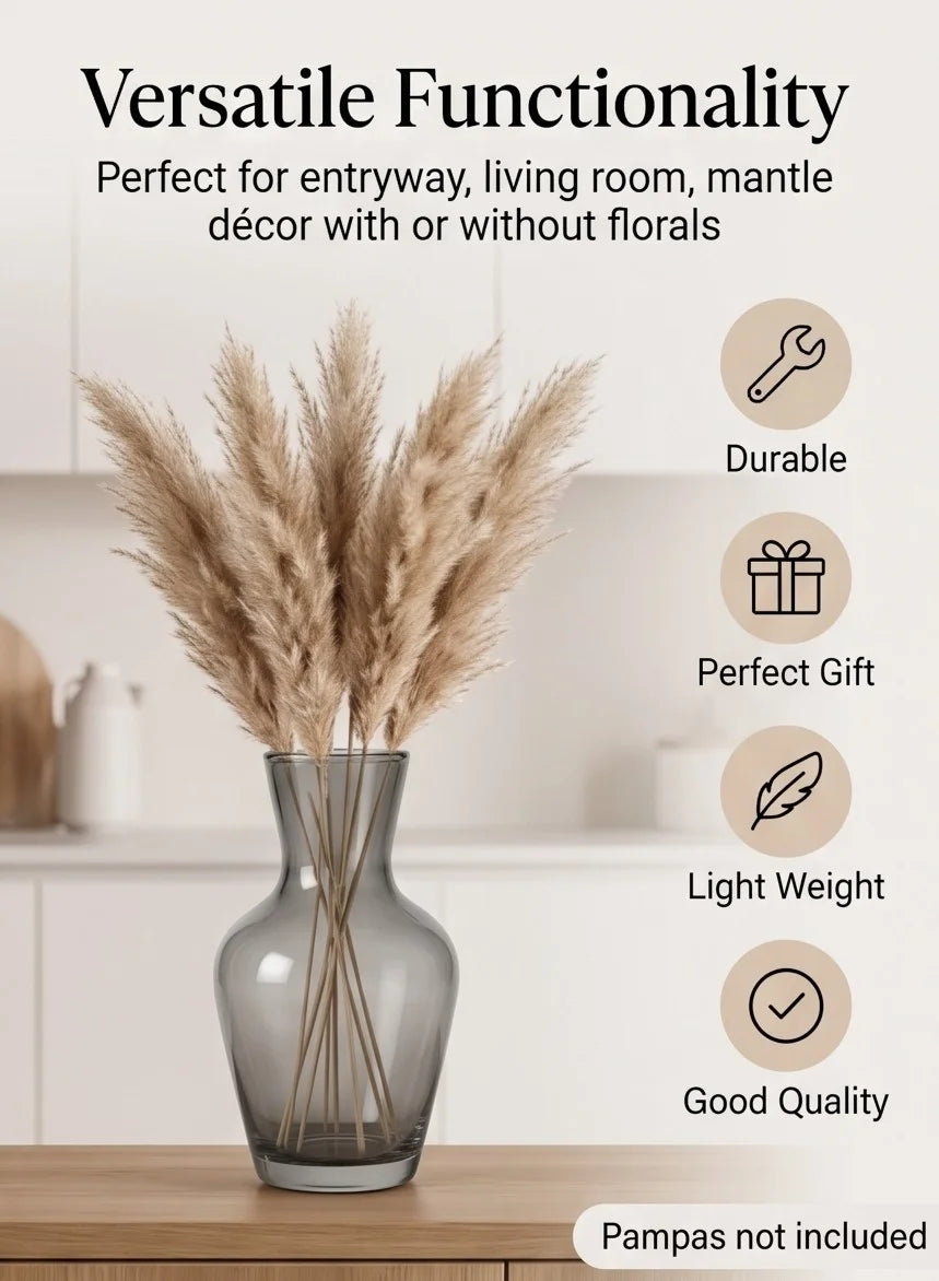 Soft Hue Amphora Glass Vase — Hand-Blown Glass from Firozabad, India — Premium Detail