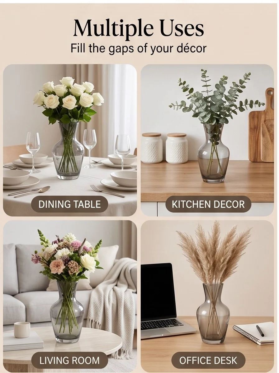Soft Hue Amphora Glass Vase — Hand-Blown Glass from Firozabad, India — Curated Display