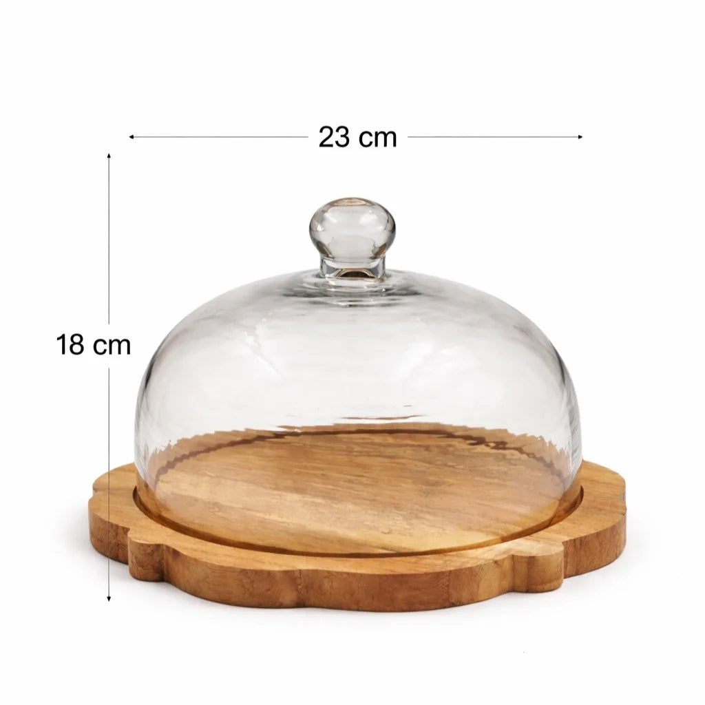 Glass Dome | Flower Wood Base — Castle Crafts