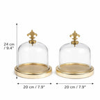 Gold Fleur-de-Lis Glass Dome | Set of 2 — Castle Crafts
