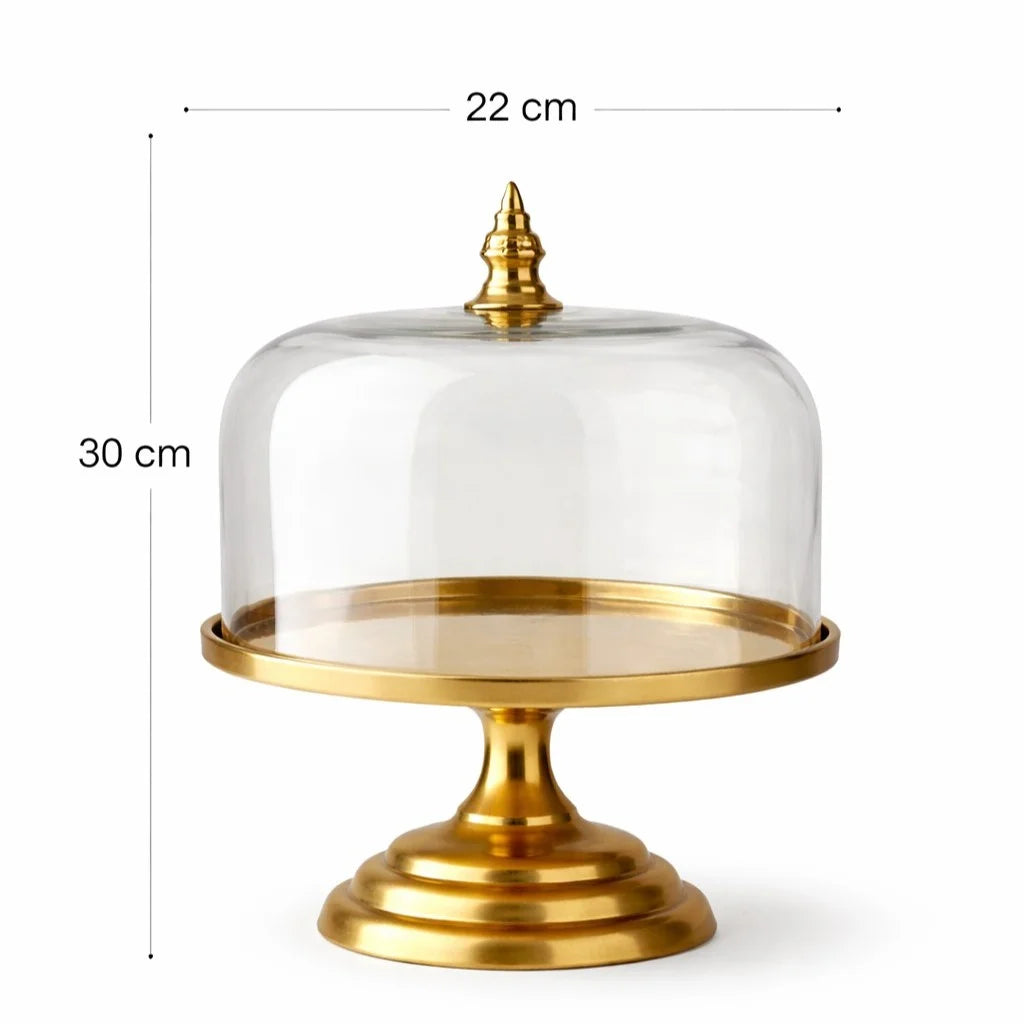 Gold Pedestal Glass Dome — Castle Crafts